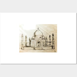 Taj Mahal Sketch Posters and Art